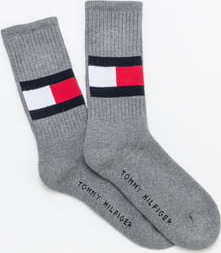 Tommy Hilfiger TH Jeans Flag Socks melange tmavě šedé