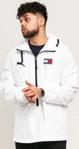 TOMMY JEANS M Contrast Zip Popover Jacket bílá L