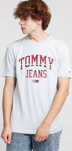 TOMMY JEANS M Plaid Collegiate Tee melange šedé XL