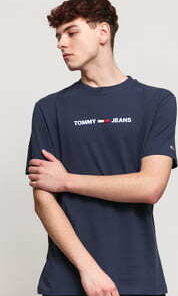 TOMMY JEANS M Straight Small Logo Tee navy S