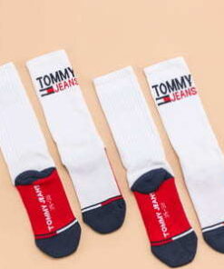 TOMMY JEANS TMJ 2Pack Vintage Cut Sock bílé / červené / navy EUR 39-42