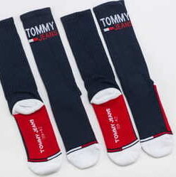 TOMMY JEANS TMJ 2Pack Vintage Cut Sock navy / červené / bílé EUR 39-42