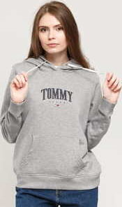 TOMMY JEANS W Essential Logo Hoodie melange šedá L