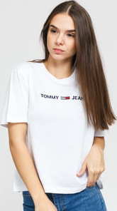 TOMMY JEANS W Modern Linear Logo Tee bílé XL