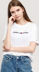 TOMMY JEANS W Modern Linear Logo Tee bílé L