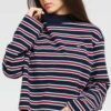 TOMMY JEANS W Striped Hybrid Longsleeve navy / růžové / červené L