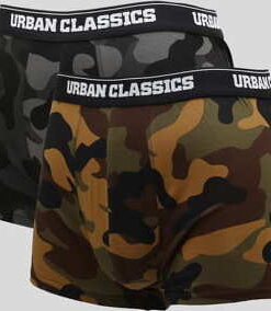 Urban Classics 2-Pack Camo Boxer Shorts camo zelené / camo šedé / černé