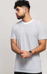 Urban Classics Basic Stripe Tee bílé / tmavě šedé XXL