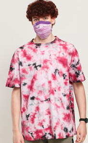 Urban Classics Black Tie Dye Oversized Tee bílé / vínové / černé XL