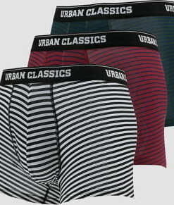 Urban Classics Boxer Shorts 3-Pack tmavě zelené / vínové / navy / bílé / černé