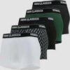 Urban Classics Boxer Shorts 5-Pack černé / bílé / tmavě šedé / tmavě zelené