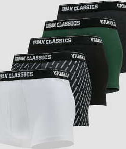 Urban Classics Boxer Shorts 5-Pack černé / bílé / tmavě šedé / tmavě zelené