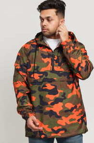 Urban Classics Camo Pull Over Windbreaker camo zelená / oranžová S