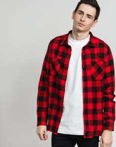 Urban Classics Checked Flanell Shirt černá / červená