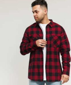 Urban Classics Checked Flanell Shirt černá / tmavě vínová