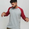 Urban Classics Contrast 3/4 Sleeve Raglan melange šedé / vínové L