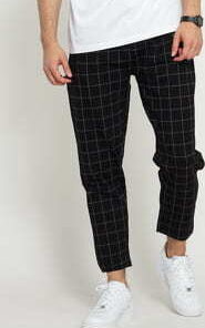 Urban Classics Formula Cropped Check Pants černé / bílé XXL