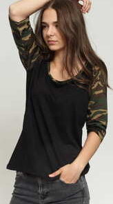 Urban Classics adies 3/4 Contrast Raglan černé / camo zelené