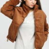 Urban Classics Ladies Corduroy Puffer Jacket hnědá L