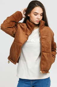 Urban Classics Ladies Corduroy Puffer Jacket hnědá L