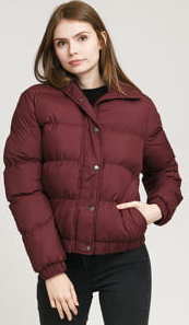 Urban Classics Ladies Hooded Puffer Jacket vínová XL