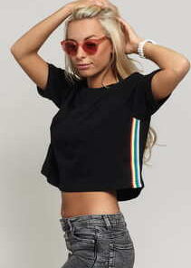 Urban Classics Ladies Multicolor Side Taped Tee černé / multicolor XL