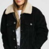 Urban Classics Ladies Oversize Sherpa Corduroy Jacket černá XS