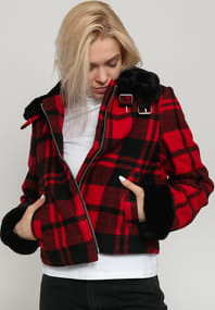 Urban Classics Ladies Plaid Jacket červená / černá XL