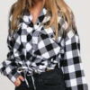 Urban Classics Ladies Short Oversized Check Shirt bílá / černá XL