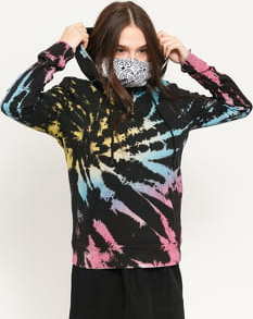 Urban Classics Ladies Tie Dye Hoody černá / multicolor