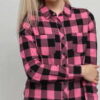 Urban Classics Ladies Turnup Checked Flanell Shirt černá / růžová XL