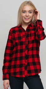 Urban Classics Ladies Turnup Checked Flanell hirt černá / červená