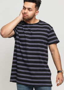 Urban Classics ulticolor Stripe Tee černé / šedé / fialové / bílé