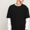 Urban Classics Oversized Shaped Double Layer S Tee černé / bílé