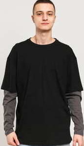 Urban Classics Oversized Shaped Double Layer LS Tee černé / tmavě šedé