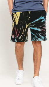 Urban Classics Tie Dye Sweat Short černé / tyrkysové XXL