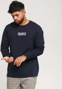 WOOD WOOD Peter LS Tee navy L