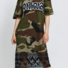 adidas Originals Tee Dress camo zelené / hnědé / černé