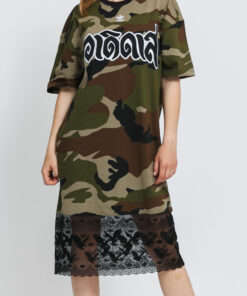 adidas Originals Tee Dress camo zelené / hnědé / černé