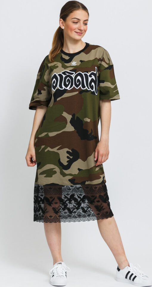 adidas Originals Tee Dress camo zelené / hnědé / černé