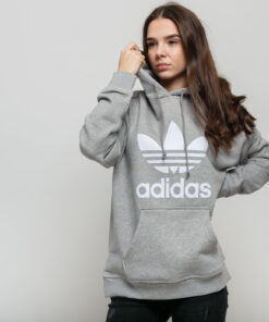 adidas Originals Trefoil Hoodie melange šedá / bílá