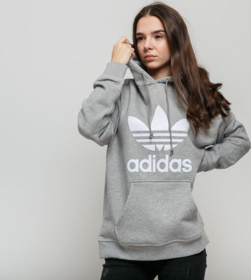 adidas Originals Trefoil Hoodie melange šedá / bílá