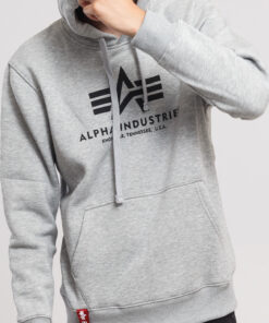 Alpha Industries Basic Hoody melange šedá