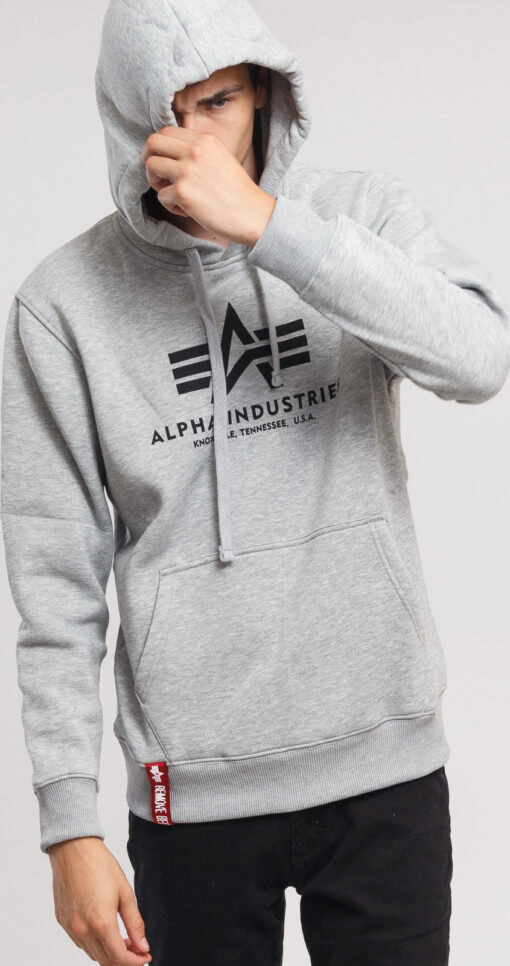 Alpha Industries Basic Hoody melange šedá