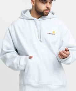 Carhartt WIP Hooded American Script Sweat melange světle šedá