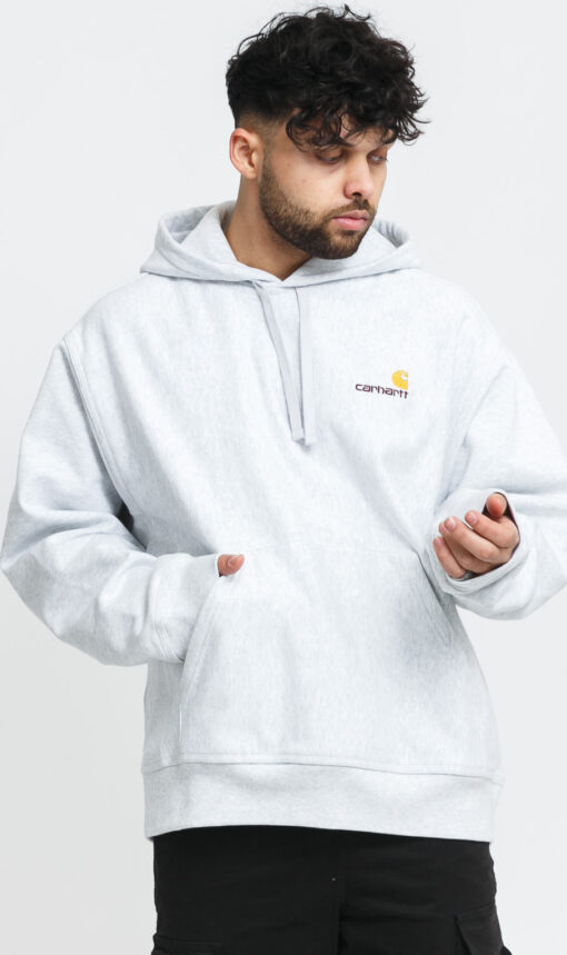 Carhartt WIP Hooded American Script Sweat melange světle šedá