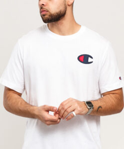 Champion Satin C ogo Crew Neck T-Shirt bílé