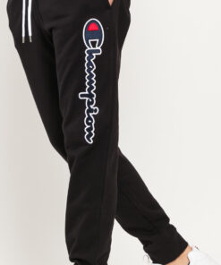 Champion Satin Script ogo Cotton Terry Joggers černé