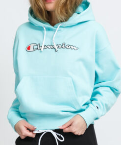 Champion Vintage Script Logo Cotton Terry Hoodie světle modrá