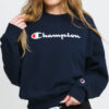 Champion Vintage Script ogo Cotton Terry Sweatshirt navy